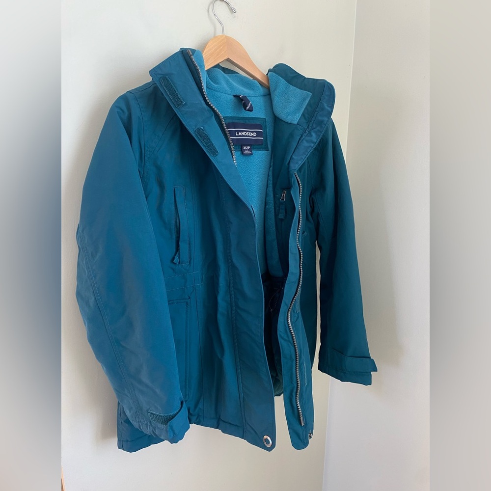 Lands’ End Women's Classic Squall Waterproof Insulated Parka Size XS Teal Winter - Picture 6 of 14